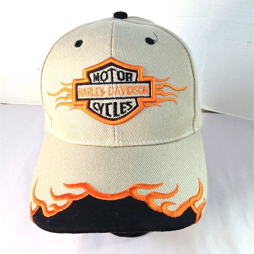 New Harley Davidson Motor Cycles Flame Brim Basebell Cap Adjustable